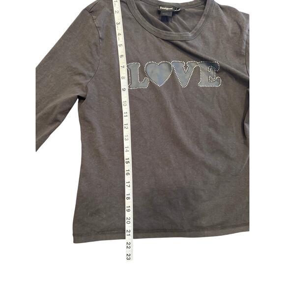 DESIGUAL Carla Love Lettering Long Sleeve Tee in Sz Large - Picture 7 of 10